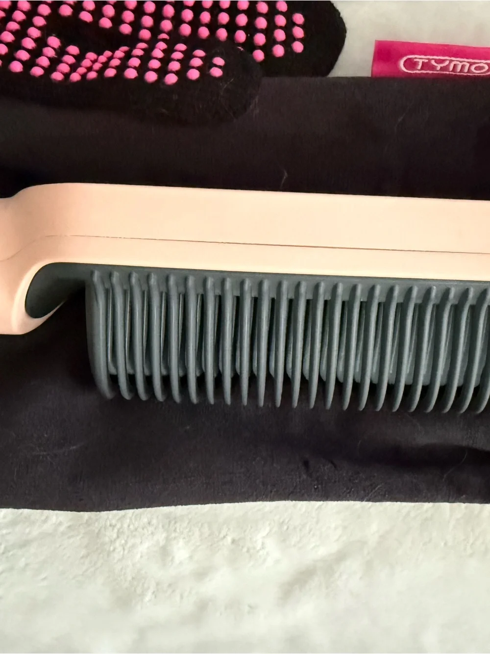 TYMO Pink Corded Hair Straightening Brush with Heat-Resistant Glove
